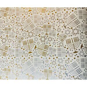 Hallmark Wrapping Paper Hanukkah Menorah Gold Silver Reversible 25 sq ft Roll